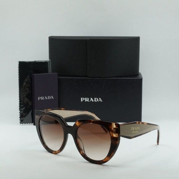 💯 NEW PRADA PR14WS 01R0A6 CARAMEL TORTOISE/BROWN GRADIENT SUNGLASSES - Picture 9 of 9
